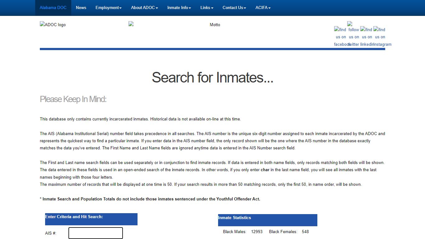 - Alabama Dept of Corrections